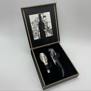 2-piece wine opener and pourer set, solid black,Silver. ✨New